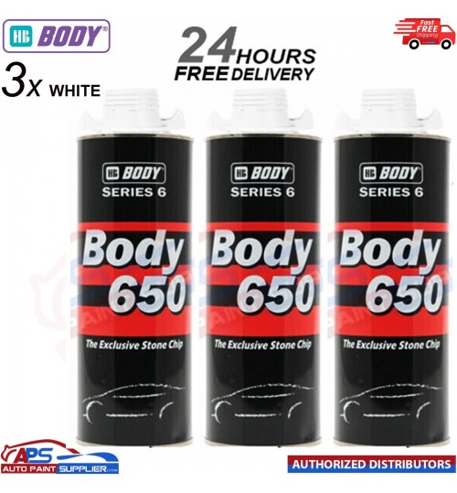 3x HB BODY 650 STON CHIP WHITE 1KG SCREW TOP CAN SERIES 6 - FAST DELIVERY